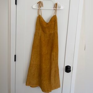 Reformation Spaghetti-Strap Midi Dress in Gold